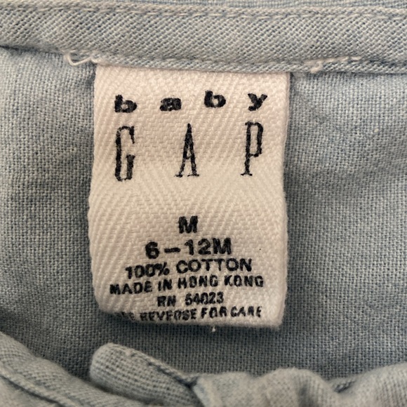 VNTG Chambray BabyGAP One Piece Cotton Jumpsuit w/Shoes 6-12 Month - Picture 5 of 14